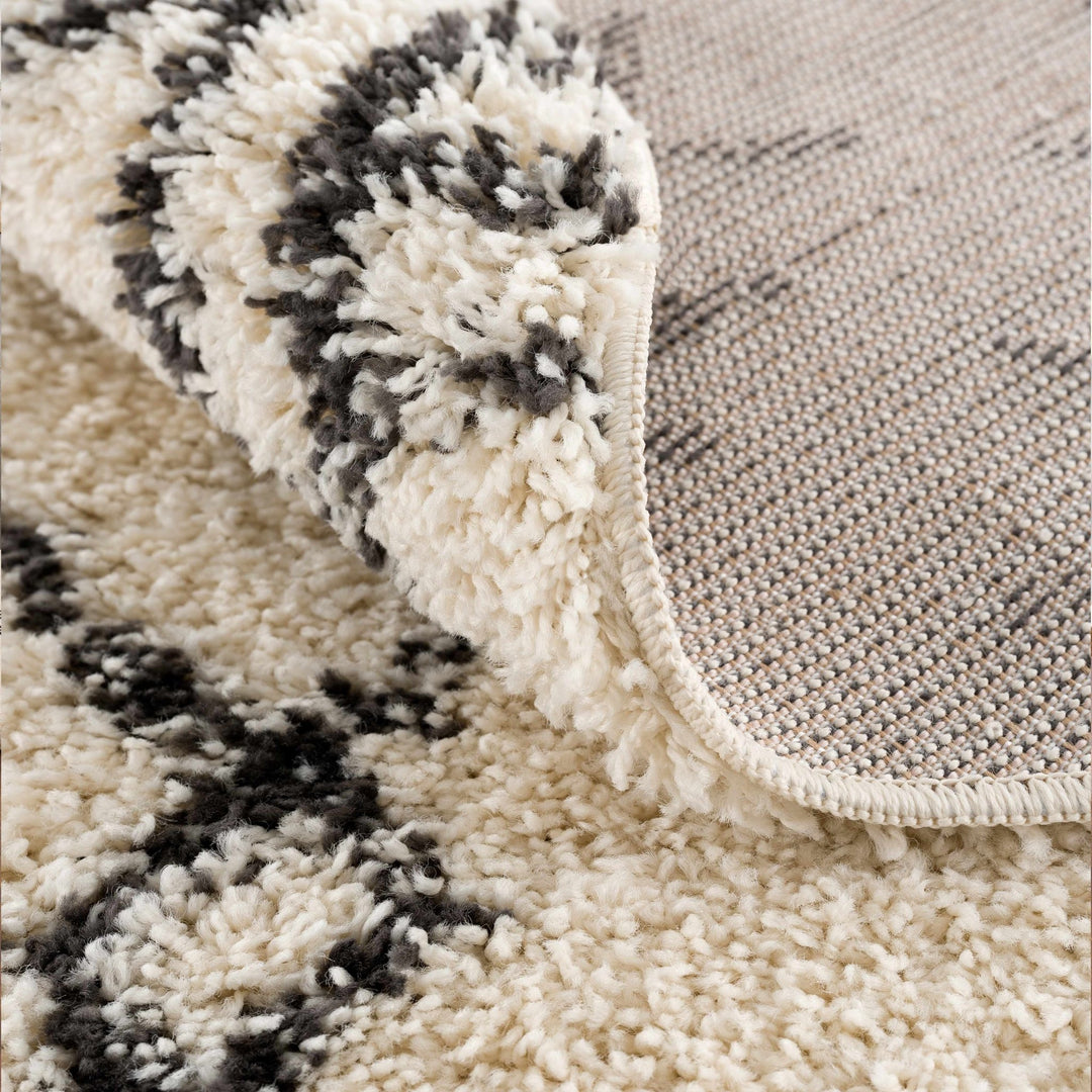 Beige and Charcoal Traditional Geometrical Design Machine Woven Moroccan Multi Size Rug - The Rug Decor