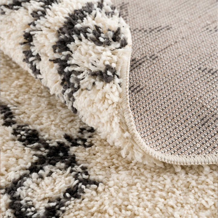 Beige and Charcoal Traditional Geometrical Design Machine Woven Moroccan Multi Size Rug - The Rug Decor