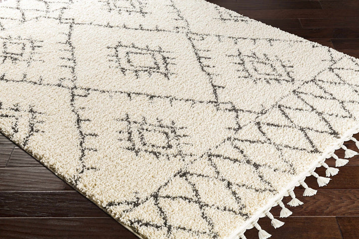 Beige and Charcoal Traditional Geometrical Design Machine Woven Moroccan Multi Size Rug - The Rug Decor