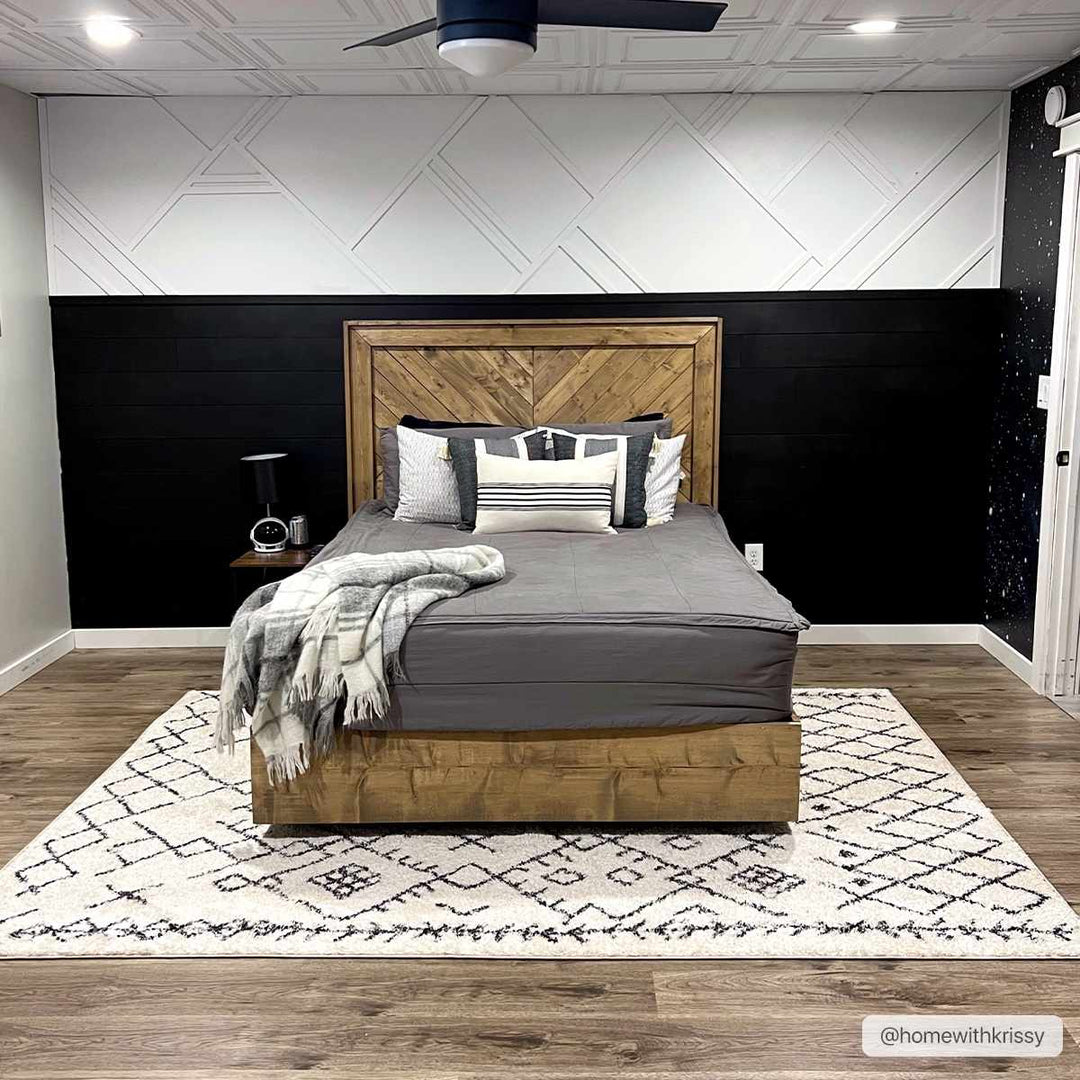 Beige and Charcoal Woven Stripes Pattern easy washable tribal design Rug - The Rug Decor