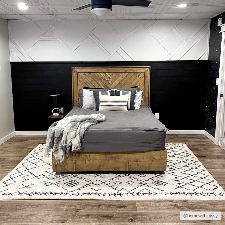 Beige and Charcoal Woven Stripes Pattern easy washable tribal design Rug - The Rug Decor