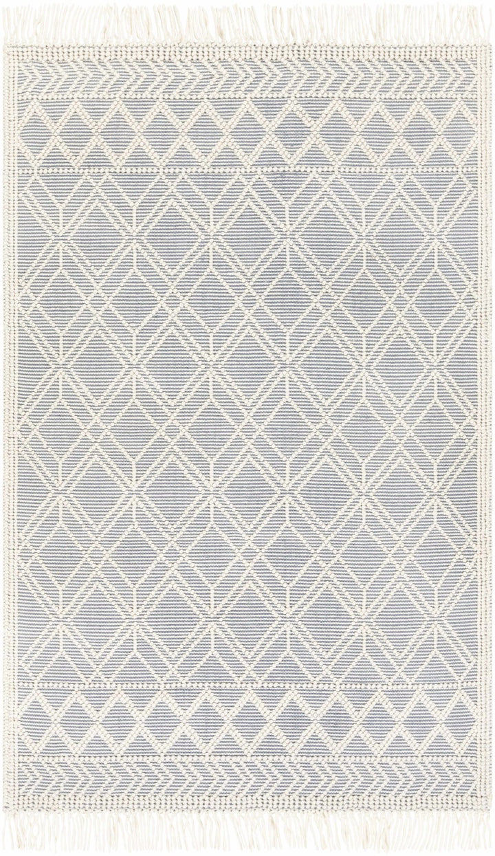Beige and Gray Hand Woven Tasseled Texture Wool and Cotton Blended Rug - The Rug Decor