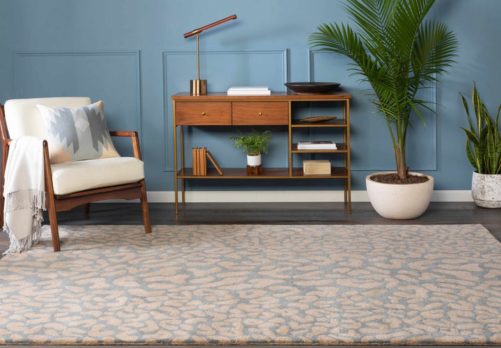Beige and Gray Modern Leopard Pattern Hand Tufted Wool Area Rug - The Rug Decor
