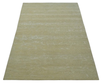 Beige and Ivory Modern Abstract Hand loom 5x8 wool And Art Silk Area Rug - The Rug Decor