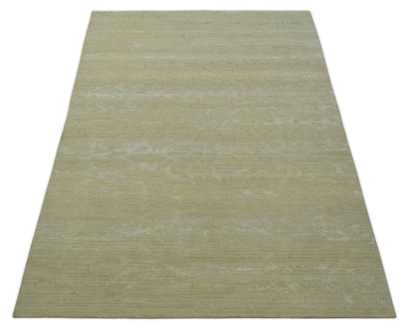 Beige and Ivory Modern Abstract Hand loom 5x8 wool And Art Silk Area Rug - The Rug Decor
