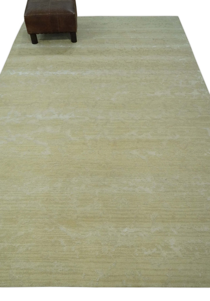 Beige and Ivory Modern Abstract Hand loom 5x8 wool And Art Silk Area Rug - The Rug Decor