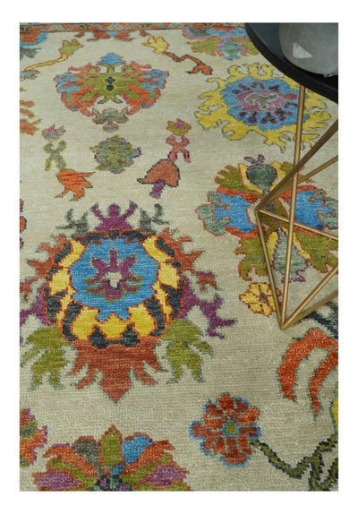 Beige and Rust 6x9, 8x10, 9x12, 10x14 and 12x15 Wool Traditional Persian Colorful Hand knotted Oushak Area Rug | TRDCP1071 - The Rug Decor