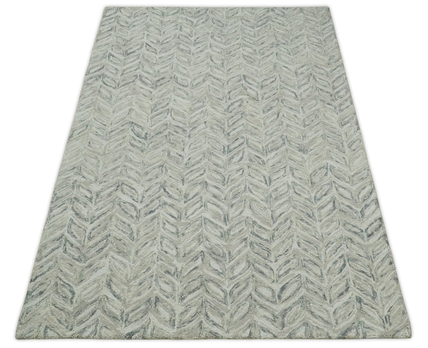 Beige and Silver 6x9, 8x10, 9x12 Hand Tufted Modern Scandinavian Wool Loop Rug | ALCH1M - The Rug Decor