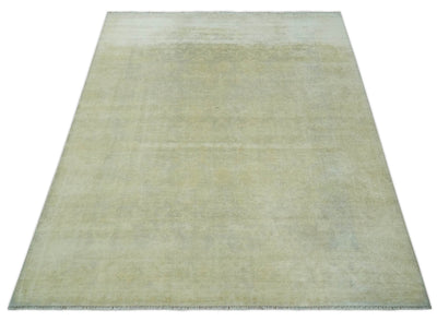 Beige and Silver Traditional Hand Knotted 8x10 Wool Oushak Area Rug - The Rug Decor