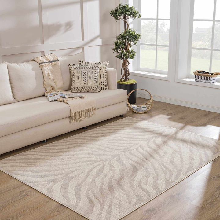 Beige and Tan Modern Zebra Skin Print Area Rug - The Rug Decor