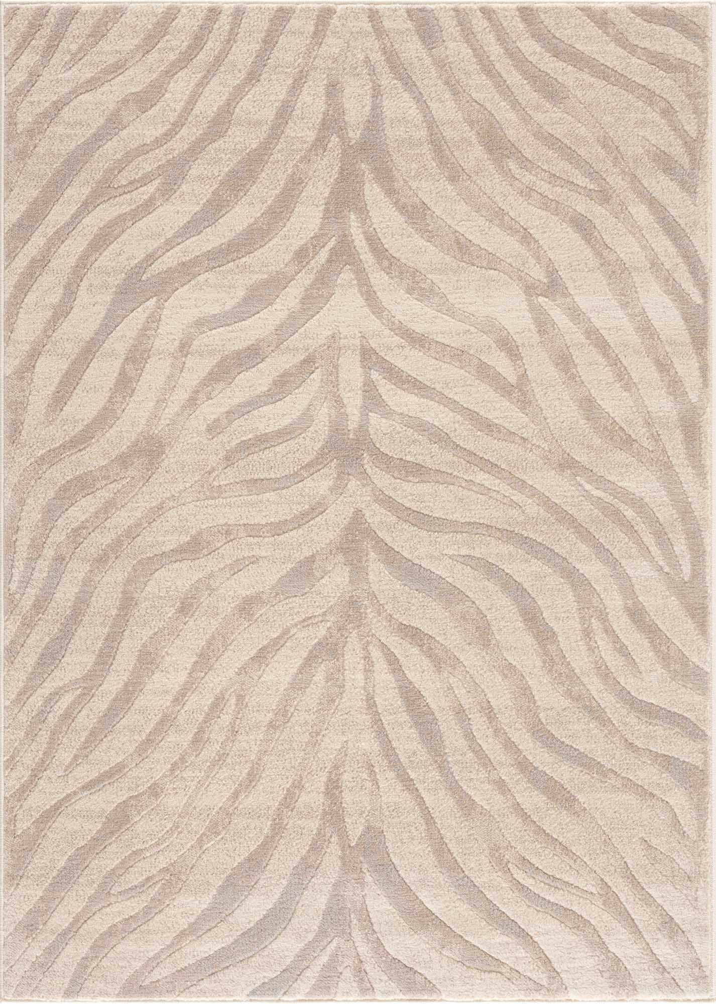 Beige and Tan Modern Zebra Skin Print Area Rug