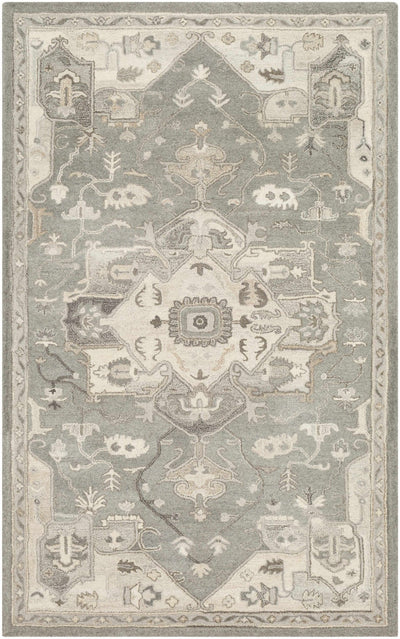 Beige and Taupe Hand Tufted Floral Medallion Design Wool Area Rug - The Rug Decor