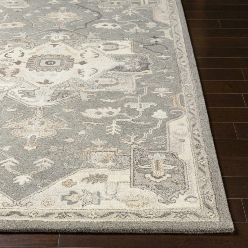 Beige and Taupe Hand Tufted Floral Medallion Design Wool Area Rug - The Rug Decor