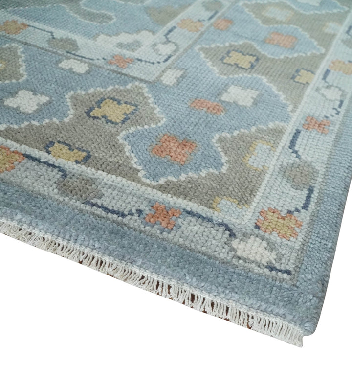 Beige, Blue and Ivory Hand Knotted Traditional Wool Area Rug - The Rug Decor