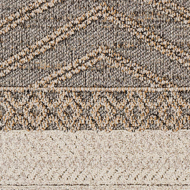 Beige, Charcoal and Gold Geometrical Design Outdoor Machine Woven Area Rug - The Rug Decor