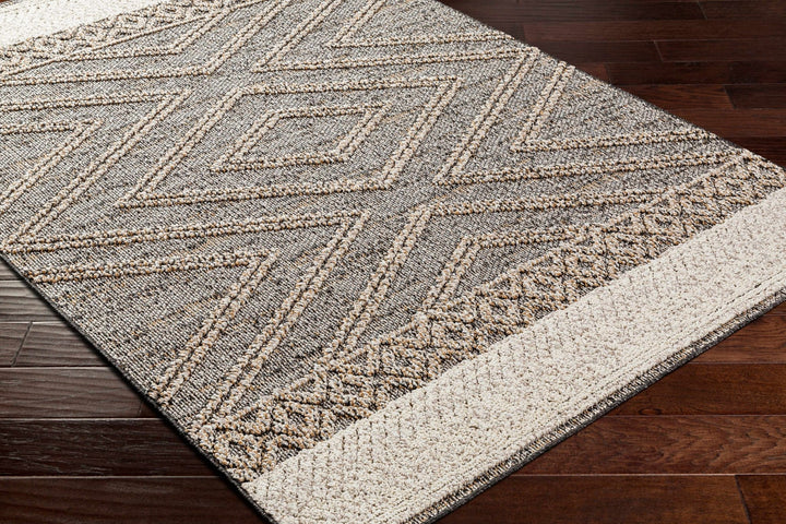 Beige, Charcoal and Gold Geometrical Design Outdoor Machine Woven Area Rug - The Rug Decor