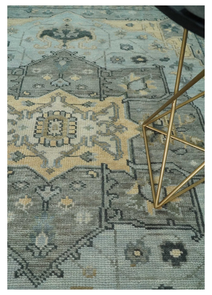 Beige, Gray and Charcoal Hand Knotted Antique 5x8, 6x9, 8x10, 9x12, 10x14 and 12x15 Traditional Heriz Serapi Wool Rug | TRDCP994810 - The Rug Decor