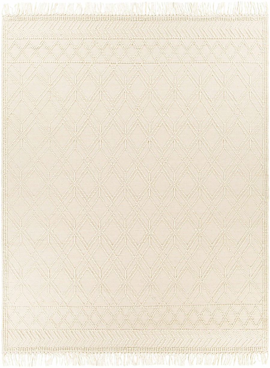 Beige Hand Woven Woolen Chunky and Soft Trellis Wool Area Rug - The Rug Decor