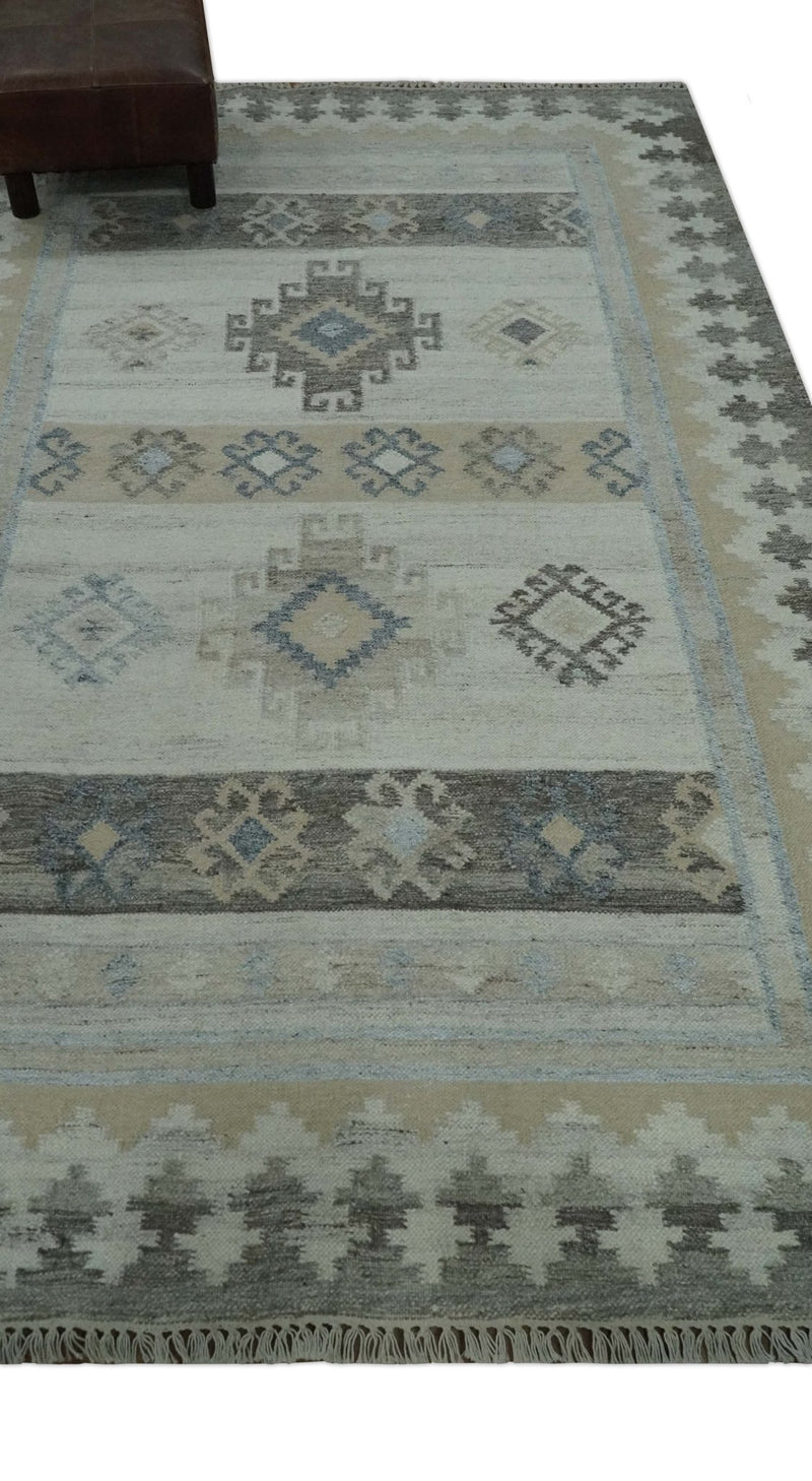 Beige, Ivory and Brown 5x8 Traditional Hand Woven Dari wool Area Rug - The Rug Decor