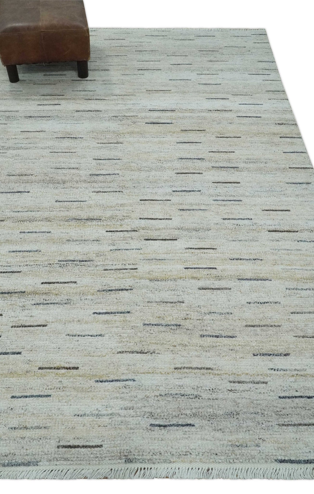 Beige, Ivory and Charcoal Modern Stripes Design 5x8 Dari Pet yard Area Rug - The Rug Decor