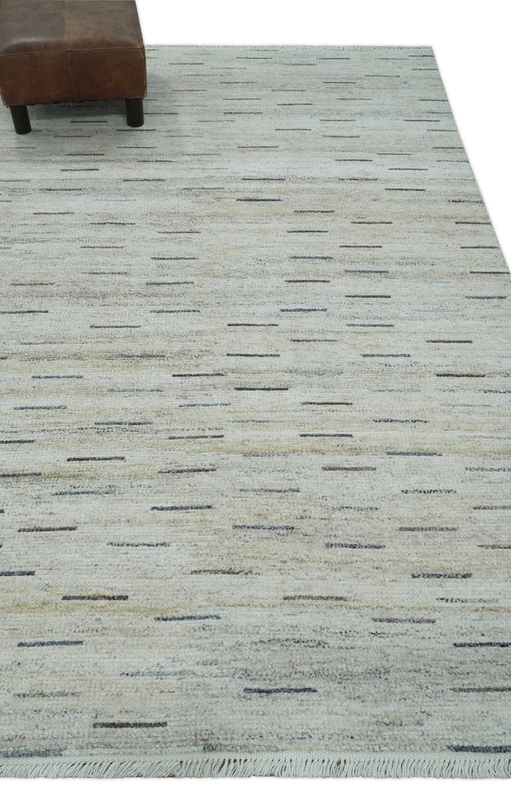 Beige, Ivory and Charcoal Modern Stripes Design 5x8 Dari Pet yard Area Rug - The Rug Decor