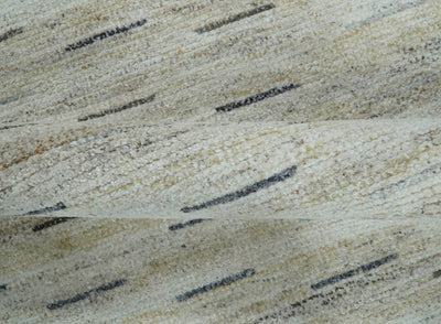 Beige, Ivory and Charcoal Modern Stripes Design 5x8 Dari Pet yard Area Rug - The Rug Decor