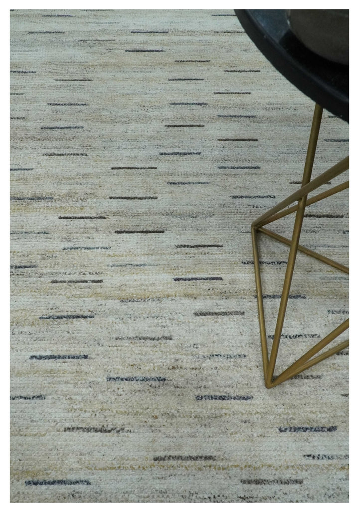 Beige, Ivory and Charcoal Modern Stripes Design 5x8 Dari Pet yard Area Rug - The Rug Decor