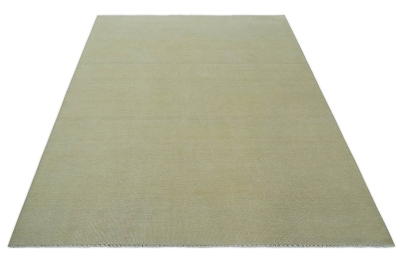 Beige Modern Solid Hand knotted 8x10 wool Area Rug - The Rug Decor