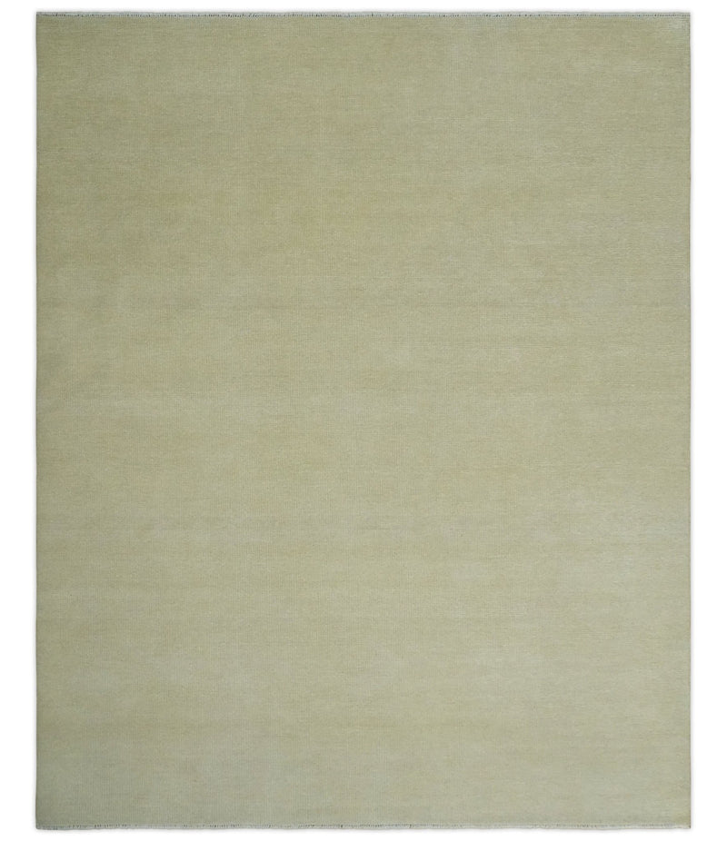 Beige Modern Solid Hand knotted 8x10 wool Area Rug - The Rug Decor