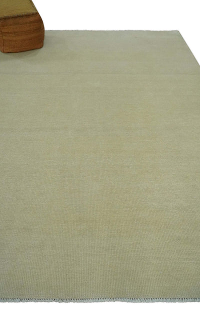 Beige Modern Solid Hand knotted 8x10 wool Area Rug - The Rug Decor