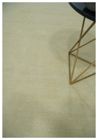 Beige Modern Solid Hand knotted 8x10 wool Area Rug - The Rug Decor