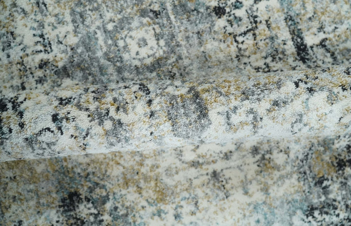 Beige, Olive and Gray and Black Antique Finish, Vintage look, Art Silk Area Rug, Living Room Rug | TRDMM7 - The Rug Decor