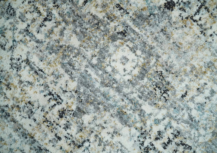 Beige, Olive and Gray and Black Antique Finish, Vintage look, Art Silk Area Rug, Living Room Rug | TRDMM7 - The Rug Decor
