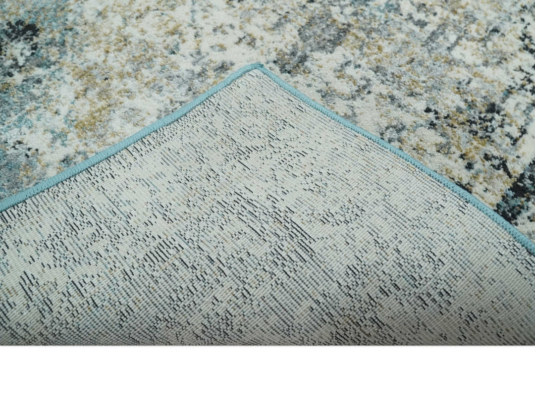 Beige, Olive and Gray and Black Antique Finish, Vintage look, Art Silk Area Rug, Living Room Rug | TRDMM7 - The Rug Decor