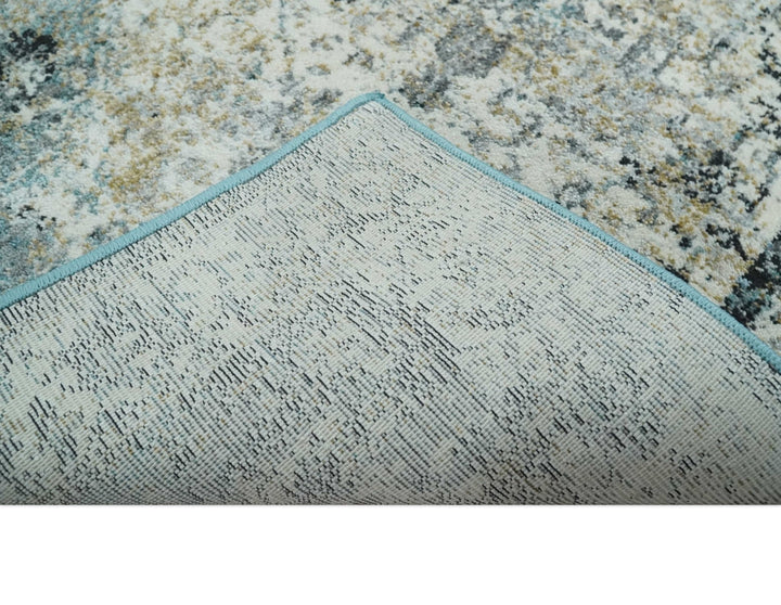 Beige, Olive and Gray and Black Antique Finish, Vintage look, Art Silk Area Rug, Living Room Rug | TRDMM7 - The Rug Decor