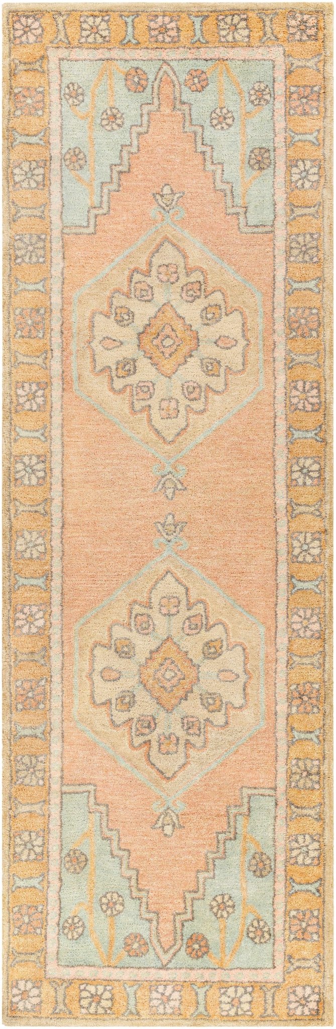 Beige, Peach And Silver Traditional Heriz Design Hand Tufted Wool Viscose Area Rug - The Rug Decor
