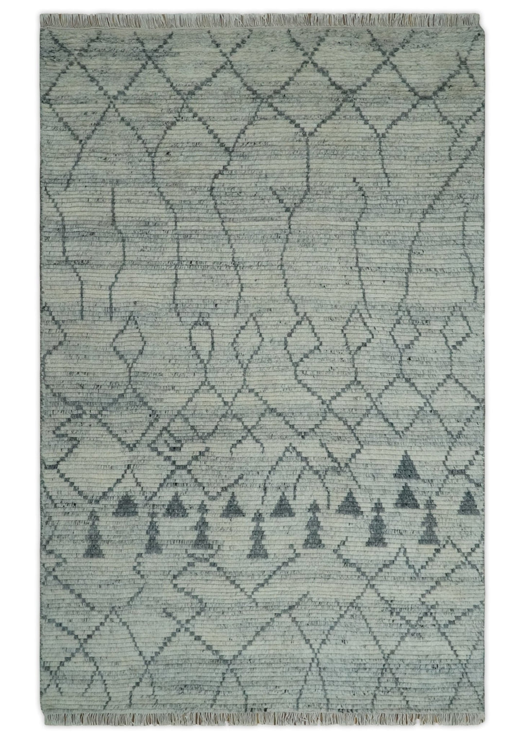 Beni Ourain Hand Woven Ivory and Moroccan Trellis Rug Made with Blended Wool 5x8, 8x10 and 9x12 | UL37 - The Rug Decor