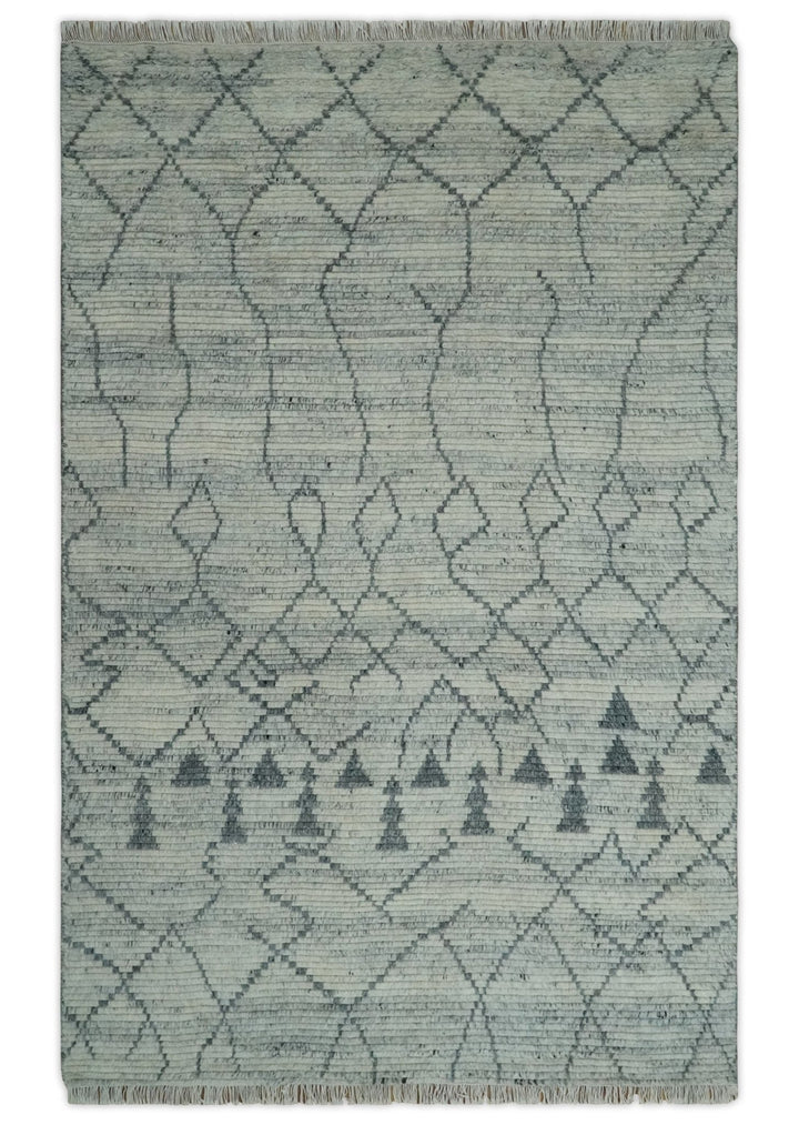 Beni Ourain Hand Woven Ivory and Moroccan Trellis Rug Made with Blended Wool 5x8, 8x10 and 9x12 | UL37 - The Rug Decor