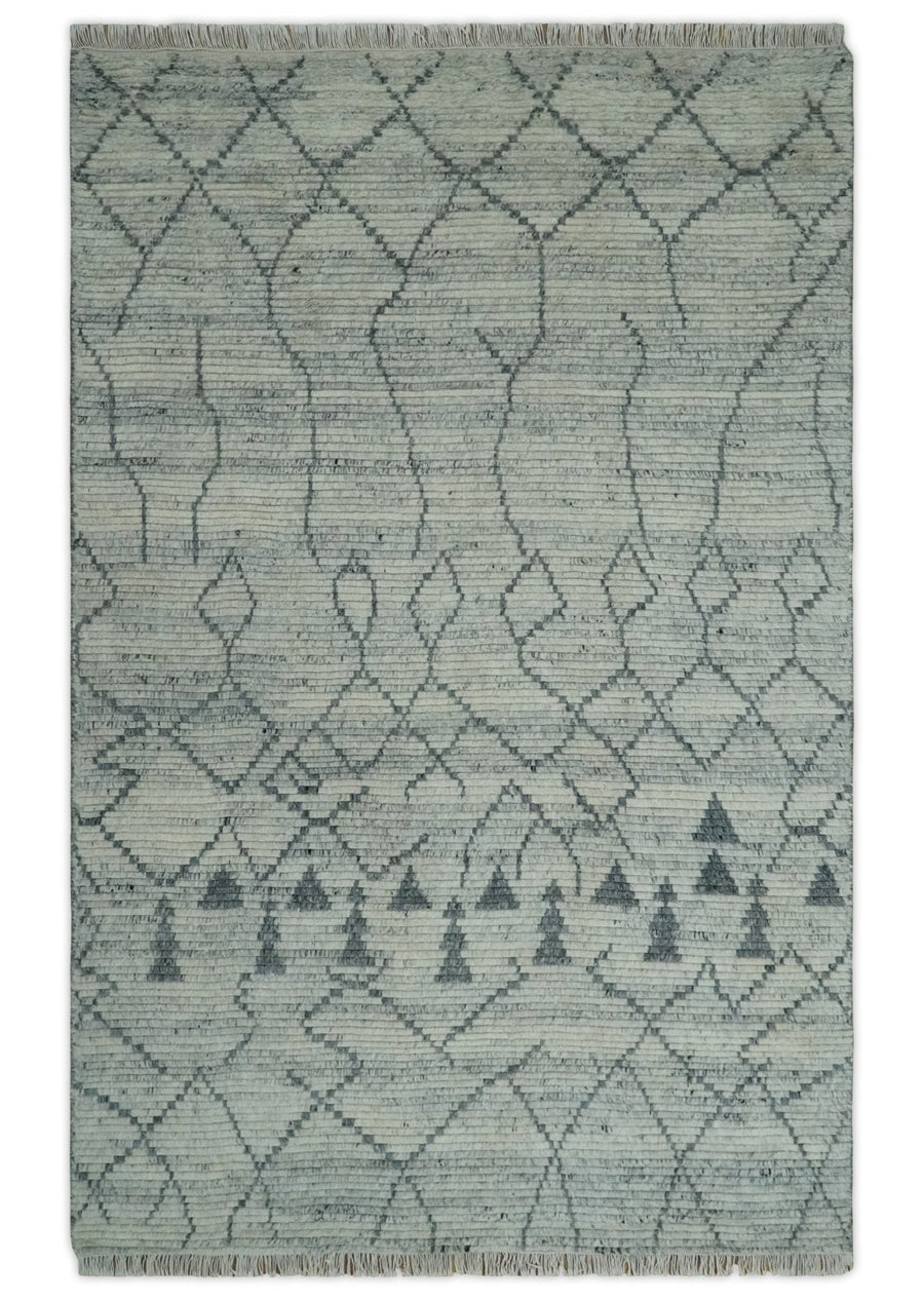 Beni Ourain Hand Woven Ivory and Moroccan Trellis Rug Made with Blended Wool 5x8, 8x10 and 9x12 | UL37 - The Rug Decor