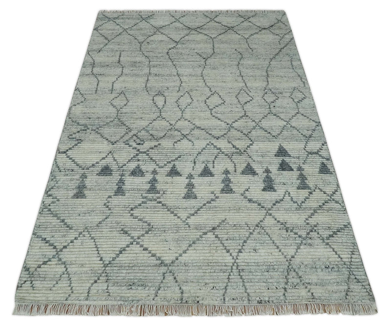 Beni Ourain Hand Woven Ivory and Moroccan Trellis Rug Made with Blended Wool 5x8, 8x10 and 9x12 | UL37 - The Rug Decor