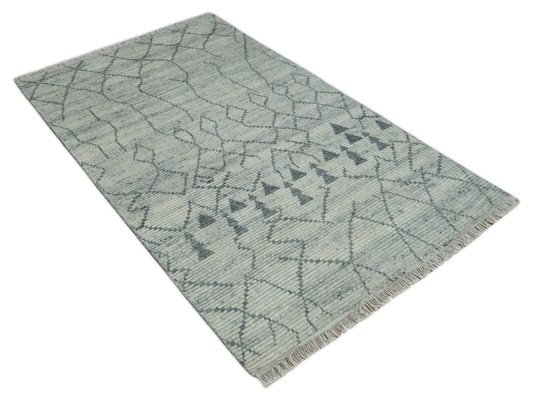Beni Ourain Hand Woven Ivory and Moroccan Trellis Rug Made with Blended Wool 5x8, 8x10 and 9x12 | UL37 - The Rug Decor
