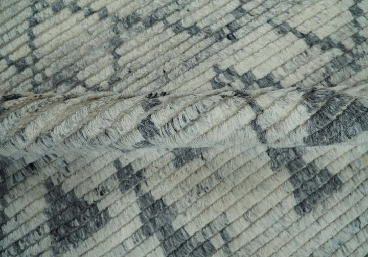Beni Ourain Hand Woven Ivory and Moroccan Trellis Rug Made with Blended Wool 5x8, 8x10 and 9x12 | UL37 - The Rug Decor