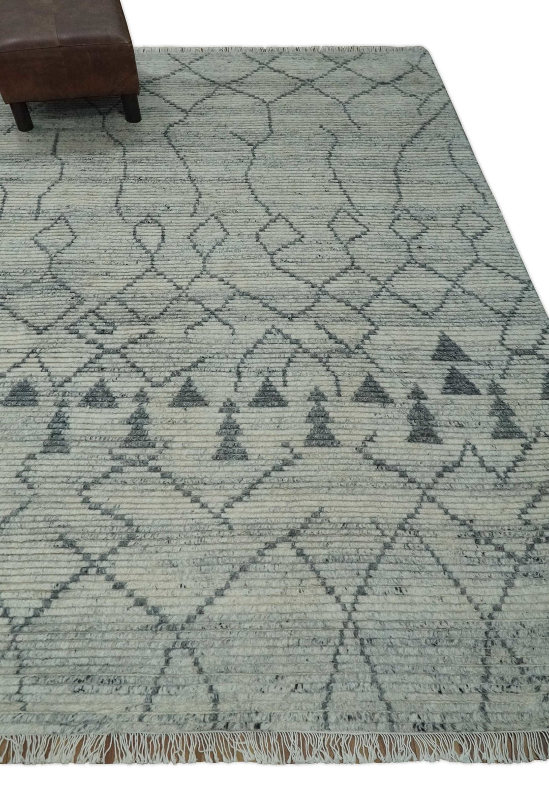Beni Ourain Hand Woven Ivory and Moroccan Trellis Rug Made with Blended Wool 5x8, 8x10 and 9x12 | UL37 - The Rug Decor