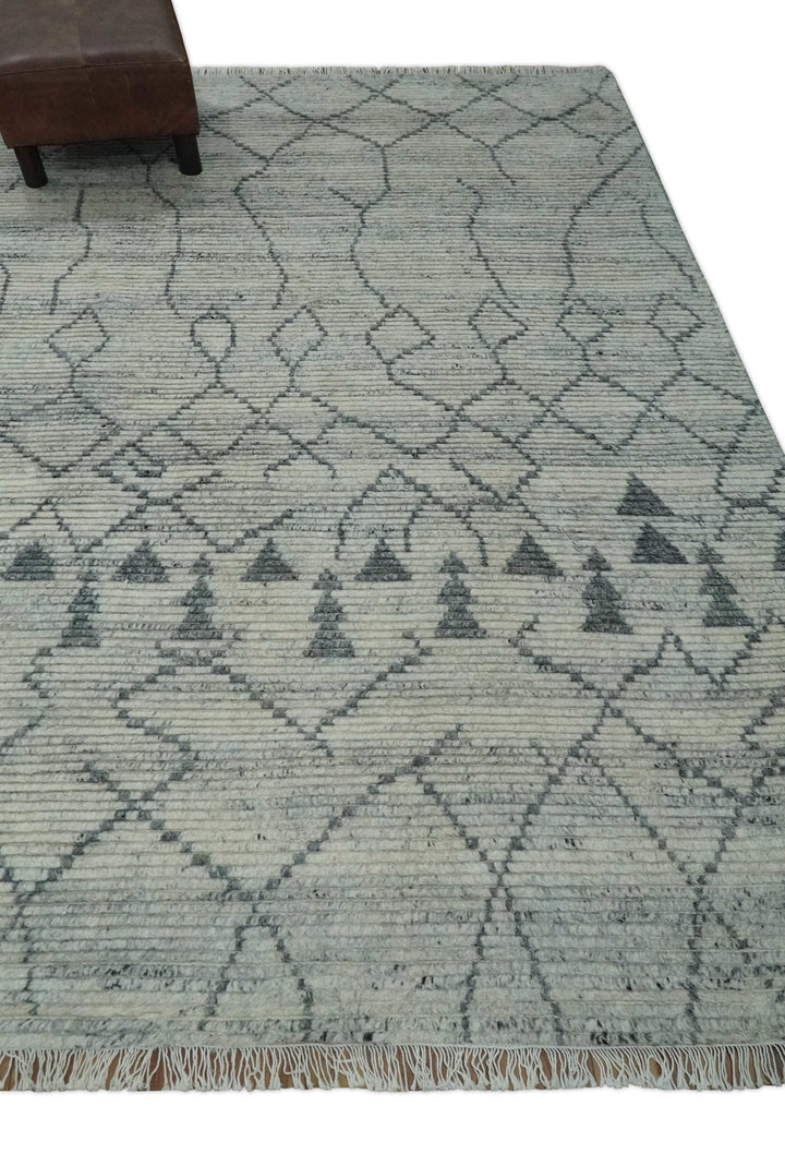 Beni Ourain Hand Woven Ivory and Moroccan Trellis Rug Made with Blended Wool 5x8, 8x10 and 9x12 | UL37 - The Rug Decor