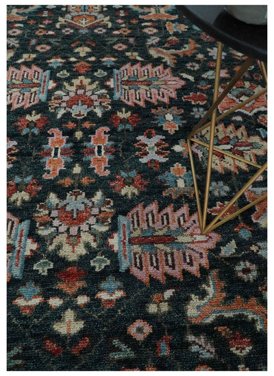 Black and Rust Traditional Hand Knotted Oushak wool 8x10 Area Rug - The Rug Decor