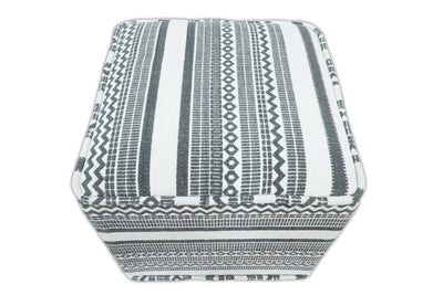 Black and White Handmade Block Printed cotton Pouf | Comfortable Chair or Footrest | TRD127 - The Rug Decor