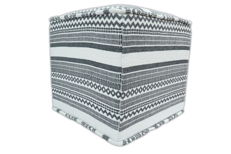 Black and White Handmade Block Printed cotton Pouf | Comfortable Chair or Footrest | TRD127 - The Rug Decor
