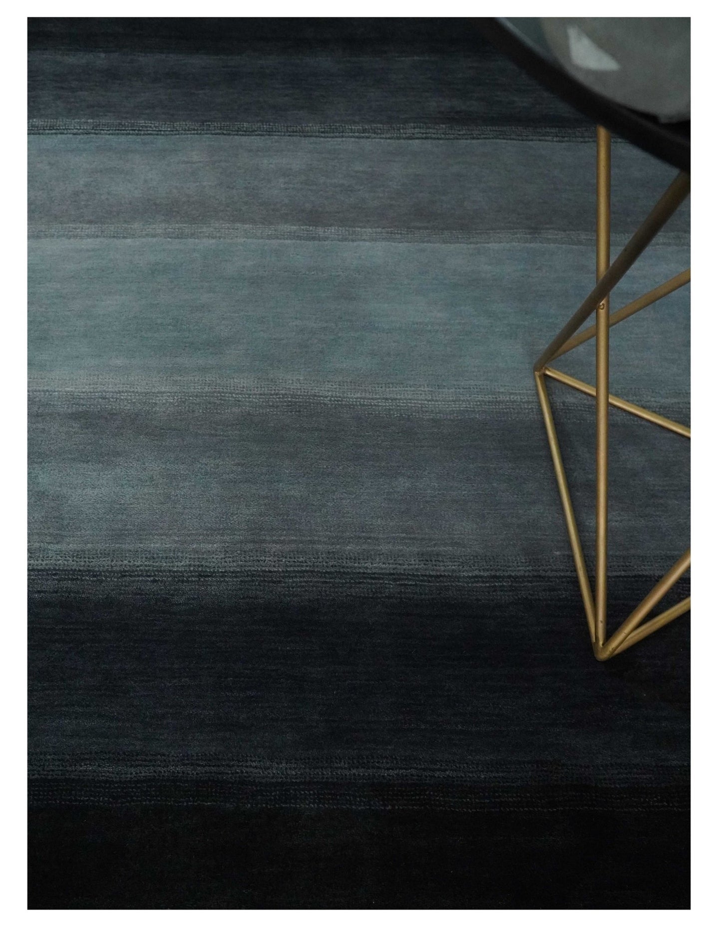 Black, Charcoal and Gray Striped Wool Hand Woven Southwestern Lori Gabbeh Rug| KNT24 - The Rug Decor