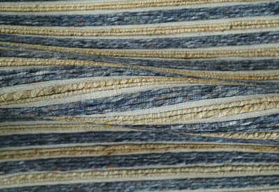 Blue and Brown Stripes Hand Woven 5x8, 6x9, 8x10 and 9x12 Natural Wool and Jute Area Rug | UL71 - The Rug Decor
