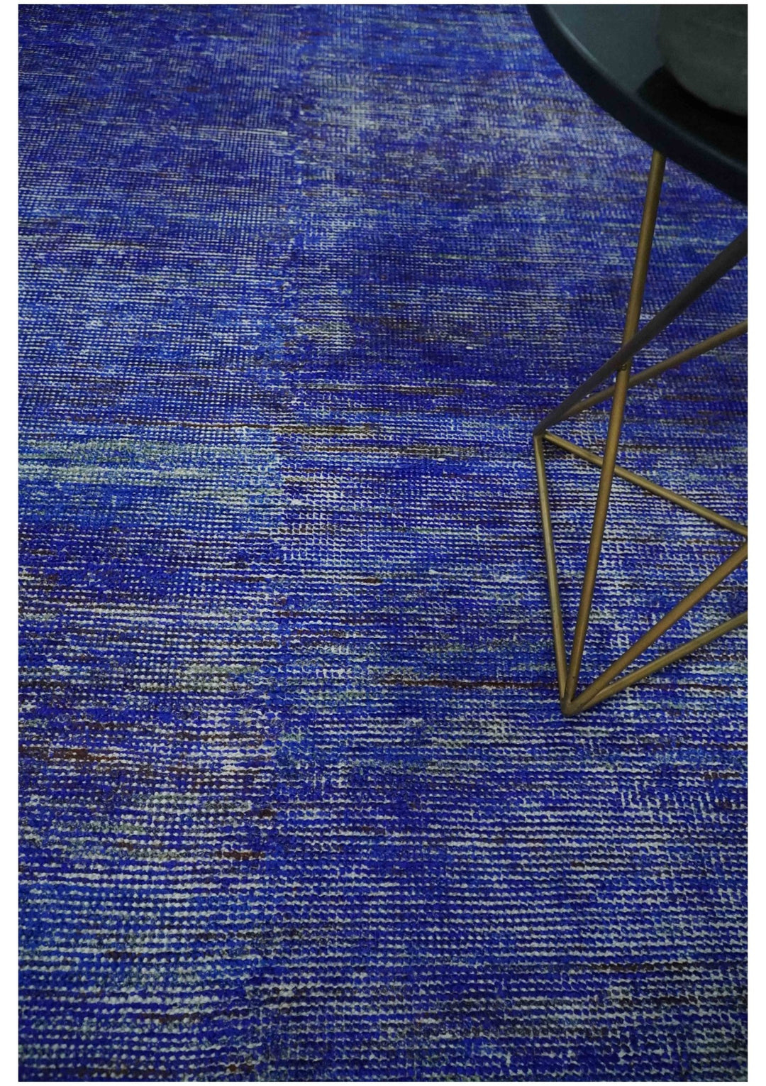 Blue and Charcoal Modern Abstract Hand knotted 8x10 Art Silk Area Rug - The Rug Decor